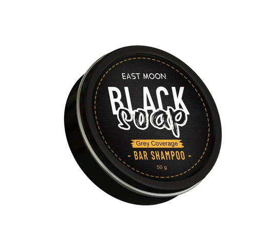 EAST MOON Black Soap Bar Shampoo | Natural Hair Darkening & Grey Coverage