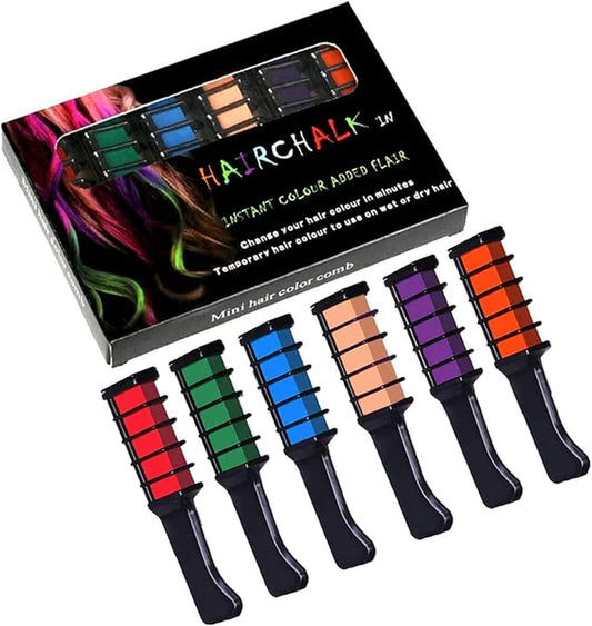 Hair Chalk Color Comb Set | Instant, Washable Hair Dye