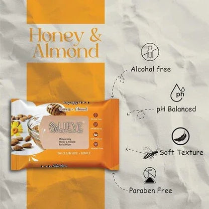 LIEVE SAFETY WITH CARE Honey & Almond Facial Wipes Cotton Face Cleaning Wet Wipes Tissue Paper Makeup Remover Facial Wash Napkin Face Wipes Disposable Multi-Purpose for Men and Women PO-3