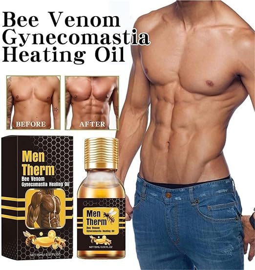 Men Therm Bee Venom Gynecomastia Oil | Heating Formula for Chest Tightening